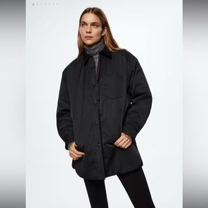 Mango Oversized Quilted Jacket in Blac